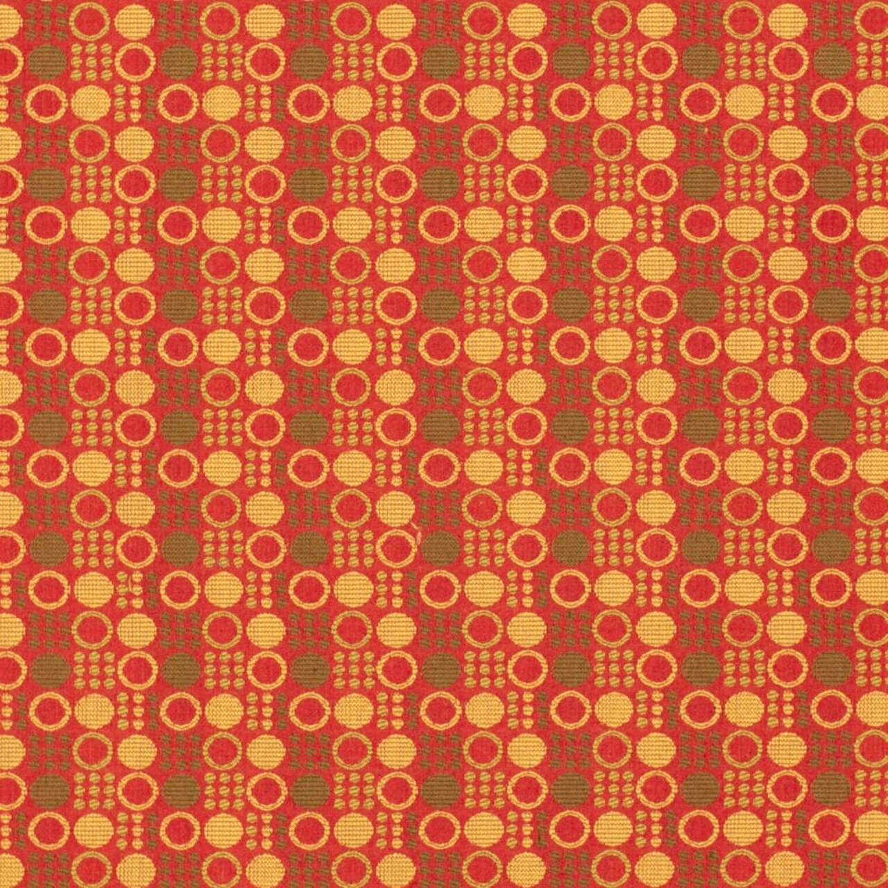 Crimson - Orange Rust Abstract Geometric Upholstery Fabric 54 Inches"